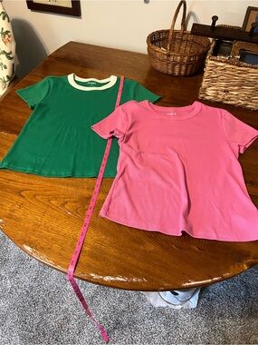 Old Navy Snug Ribbed Short Sleeve Tee - Pink & Green